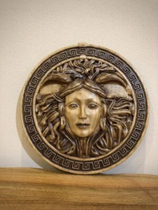 Medusa Gorgon Greek lady Wooden carved rosette Panel Table Carving Greek goddess - Picture 1 of 5