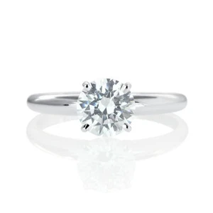 Anillo de compromiso de diamantes de 1/2 quilate F/VVS2 para dama corte redondo oro blanco 14K - Imagen 1 de 5