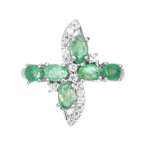 925 Sterling Silver Ring Oval Emerald 5x3mm Simulated Cz Gemstone Jewelry Size 7 - Picture 1 of 10