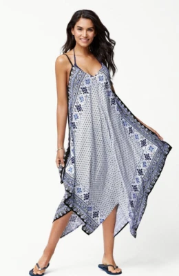 TOMMY BAHAMA MUJER TIKA AZULEJOS BUFANDA AZUL VESTIDO PRIMAVERA S/M PEQUEÑO/MEDIANO USADO EN EXCELENTE ESTADO Foto 1 de 4