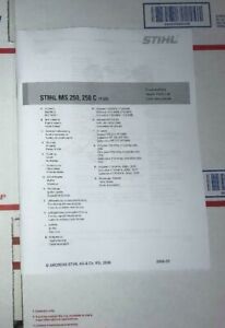 MS250, MS 250 Stihl Chainsaw Illustrated Parts List Diagram Manual