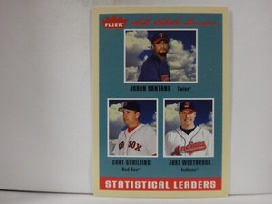 2005 Fleer Tradition Statistical Leaders Johan Santana Curt Schilling #1