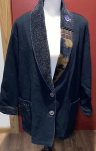 FIBER ARTIST KD Spring XL Black Wool Art-to-Wear Lagenlook Long Jacket USA Vtg - Picture 1 of 10