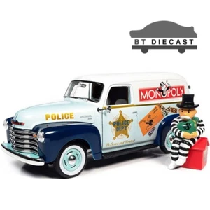 AUTOWORLD 1948 CHEVROLET PANEL POLICE VAN 1/18 with MR. MONOPOLY FIGURE AWSS129 - Picture 1 of 8