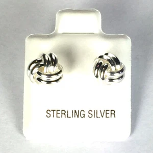 Love Knot Smooth Sterling Silver Post Earrings - Larger Size - Picture 1 of 2