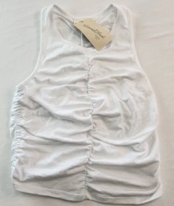 Universal Thread Womens White Sleeveless Front & Back Ruched Tank Top Size S - Picture 1 of 7