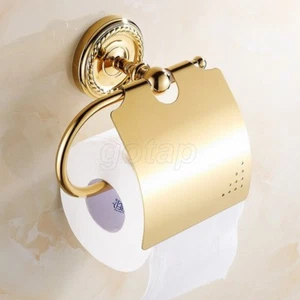 Gold Color Brass Bathroom Toilet Paper Roll Holder Wall Mounted - Picture 1 of 8