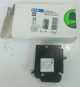 Open Box New Eaton BRP115AF 15 Amp Single Pole Plug-On AFCI Arc Fault Breaker - Picture 1 of 6