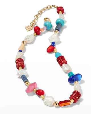 Gargantilla DANNIJO Cabo Multi Piedra Bohemia Cuentas Boho Collar Eslabón Dorado Plateado  Foto 1 de 4