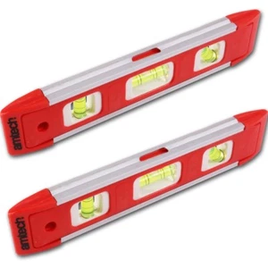2x MAGNETIC SPIRIT LEVELS 225mm Torpedo Scaffold Small Brick Line 3 Vials Boat - Picture 1 of 2