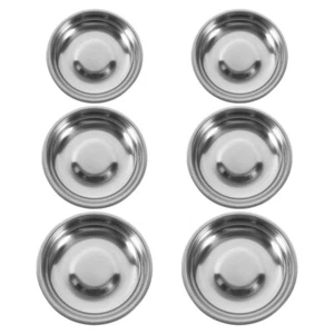 6pcs Stainless Steel Dish Round Condiment Tray Sauce Plate Sushi Dipping Bowl - Picture 1 of 12