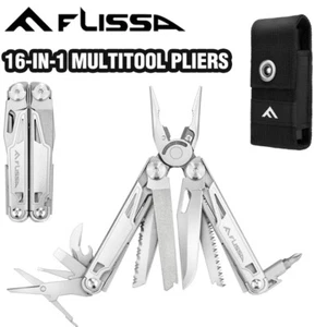 Flissa 16 In 1 Multi Tool Pliers Portable Outdoor Survival Compact Folding Knife - Picture 1 of 10