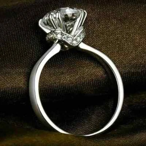 14K White Gold Plated 2CT Round Cut Simulated Diamond Women's Engagement Ring - Picture 1 of 4