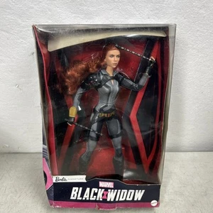 Barbie Marvel Black Widow Doll Scarlett Johansson - Black Suit Damaged Box - Picture 1 of 7