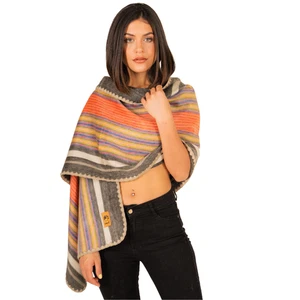 Alpaca wool Shawl - Alpaca Scarf - Unisex Alpaca Shawl or Scarf Orange & Blue - Picture 1 of 8