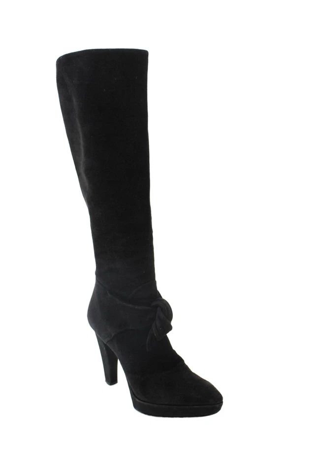 Donna Karan Collection Mujer Gamuza Punta Redonda Botas Hasta la Rodilla Negras Talla 7.5 Foto 1 de 4