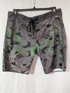 Split Co Men's Gray/Green Camo Polyester Swim Trunks Board Shorts Size 36 EUC - Picture 1 of 9