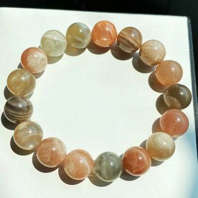 Pulsera de cuentas de cristal de luz fuerte piedra solar piedra lunar color natural 11,6 mm 024 Foto 1 de 4