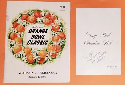 1966 Orange Bowl Program & Coronation Ball Program Autographed George C Wallace  - Image 1 of 4