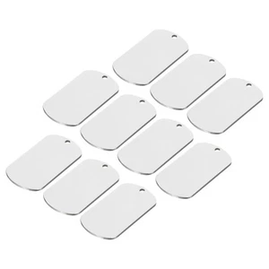 10Pcs Metal Blank Tags Stamping 1.97"x1.1" Silver Dog Tags DIY Engraving Tags - Picture 1 of 7