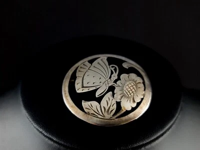 Brosche Silber 900 Blumen & Schmetterling Handarbeit silver anello - Bild 1 von 4