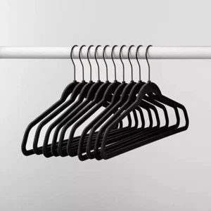 Case of 10 - 10pks Flocked Hangers Black - Brightroom Non-Slip Velvet - Picture 1 of 1