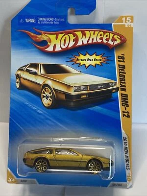 2010 HOT WHEELS GOLD 1981 DELOREAN DMC-12, HW #15, W/ OPENING REAR HATCH, VHTF - Image 1 of 4