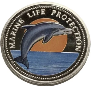 Palau 1998 5 Dollars NGC Proof Silver Marine Life Protection Dolphin Color - Picture 1 of 2