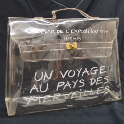 Hermes Vinyl Kelly Beach Handbag SOUVENIR DE L'EXPOSITION 1997 AK38294f - Image 1 of 4