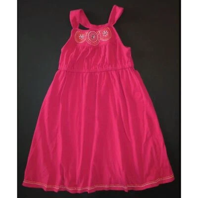 Gymboree Batik Verano Fiesta Magenta Rosa Naranja Bordado Camiseta sin Mangas Vestido 12 Foto 1 de 3