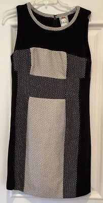 Vestido Yoana Baraschi Anthropologie Talla 12 Negro Marfil Bloques de Color Sin Mangas Foto 1 de 4