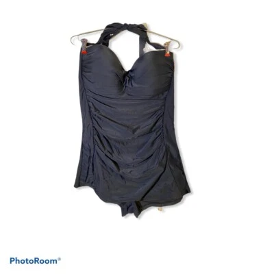 Traje de baño Jaclyn Smith 1 pieza 22W sujetador incorporado negro corto como pantalones elegante nuevo con etiquetas Foto 1 de 4