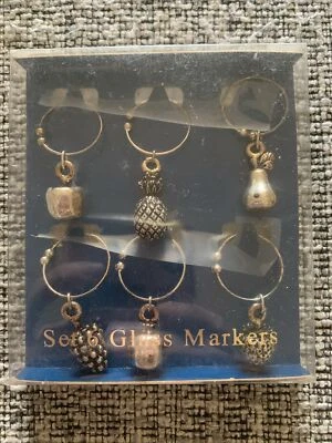 葡萄酒玻璃标记6件套锡制水果 — 第 1/3 张图片