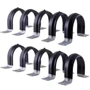 Pipe Strap U Bracket Plastic Coated Galvanized Steel 4 in 2-Hole (10-Pack) - Picture 1 of 6