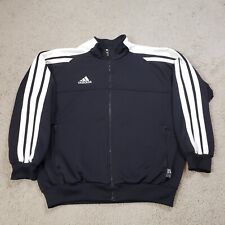 Vintage Adidas Jacket Men L Black White 3 Stripes Fleece Soccer AAL001 80s 90s