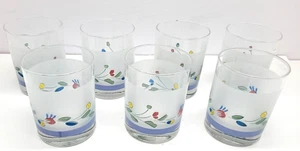 Rare Floral Expressions Frosted Glass Tumblers - Hearthside Japan, Set of 7. - Picture 1 of 7