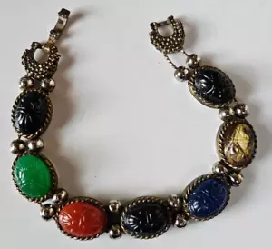 Bracciale Vintage Multicolore Scarabeo Slider Charm 7,5" - Foto 1 di 2