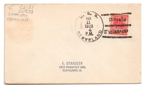 USS CLEVELAND (CL-21) Light Cruiser • 1928 Navy Naval Cover • CORINTO NICARAGUA - Picture 1 of 1