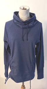 New Lucy sz L Lean And Mean Pullover funnel neck blue Shirt top 3323 - Picture 1 of 4