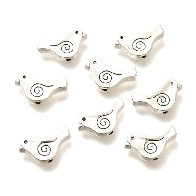 20pcs Tibetan Silver Alloy Bird Beads Nickel Free Metal Mini Spacer Beads 9x15mm - Image 1 of 3