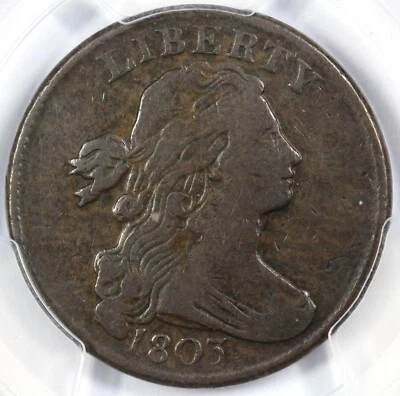 1803 1c S-259 Ghost 3 Small Date Large Frac Draped Bust Large Cent PCGS VF 20 - Image 1 of 4