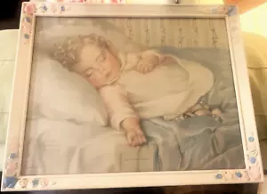 1940er Vintage Annie Benson Muller Just A Little Dream Baby 15 x 12 Blumenrahmen - Bild 1 von 9