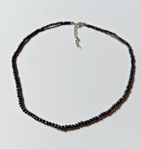 Sterling Silver 925 Vintage Natural Black Spinel Necklace by TGGC - Picture 1 of 5