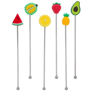  6 Pezzi Agitatore Caffè Riutilizzabile in Acciaio Inox - Carino Agitatore Frutta - - Foto 1 di 12