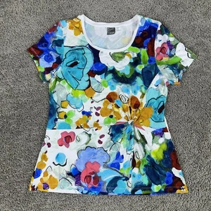 Dolcezza Shirt Damen Large Mehrfarbig Abstrakt Blumen Twist Front Simply Art - Bild 1 von 8