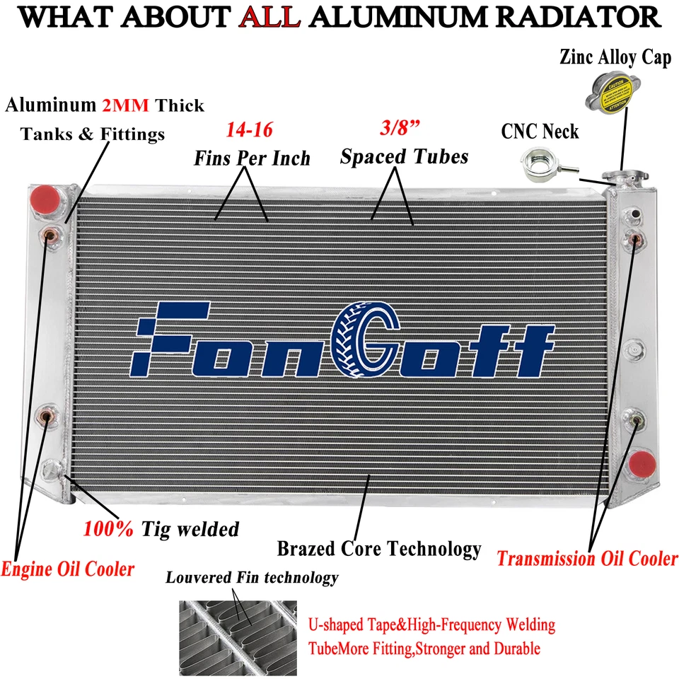 4 Row Radiator For Chevy GMC K2500 K3500 C2500 C3500 6.5L V8 Diesel AT 1992-93 Foto 1 de 4