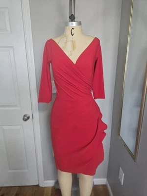 La Petite Robe Chiara Boni Size 44/US 8 Red Charisse Sheath Dress Holiday Party - Image 1 of 4