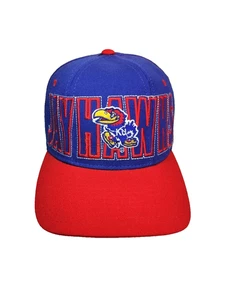 Vintage 90s Kansas Jayhawks Starter Cap Fitted Red & Blue Rockchalk - Picture 1 of 7