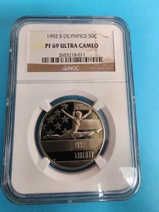 1992 S OLYMPICS 50C GYMNASTICS PF69 ULTRA CAMEO SILVER PROOF COMM #2582 - Picture 1 of 2