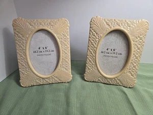 2 Matching Mastercraft Intl. USA Inc. Ceramic Cream Picture Frames 4 X 6 Photo - Picture 1 of 11